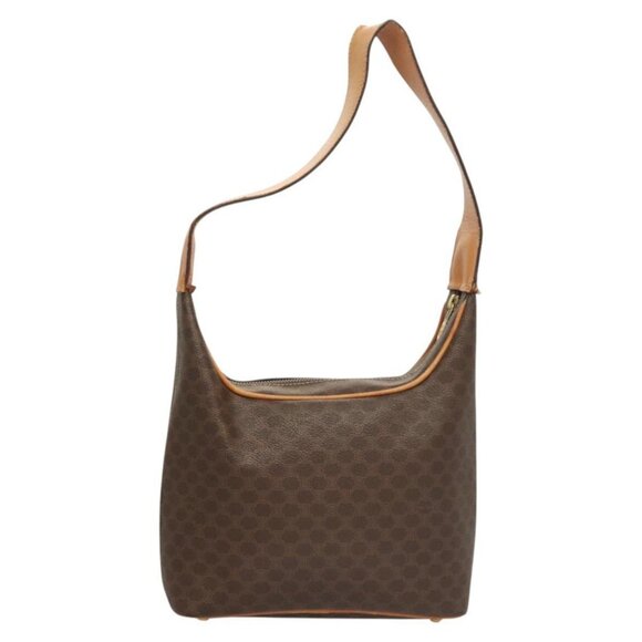 CELINE Macadam Canvas Shoulder Bag PVC Leather Brown Gold Auth 121564 - Picture 3 of 16